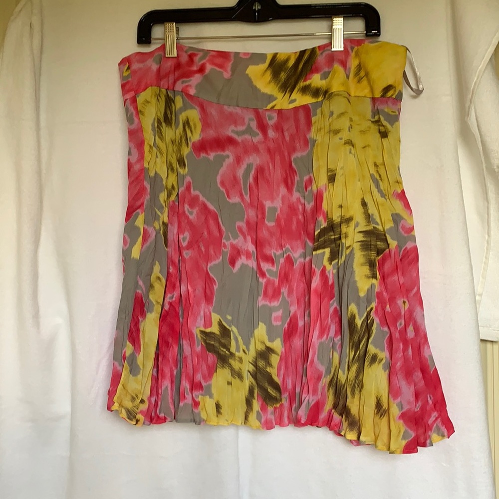INC skirt, pink yellow grey. Size 16. Polyester.